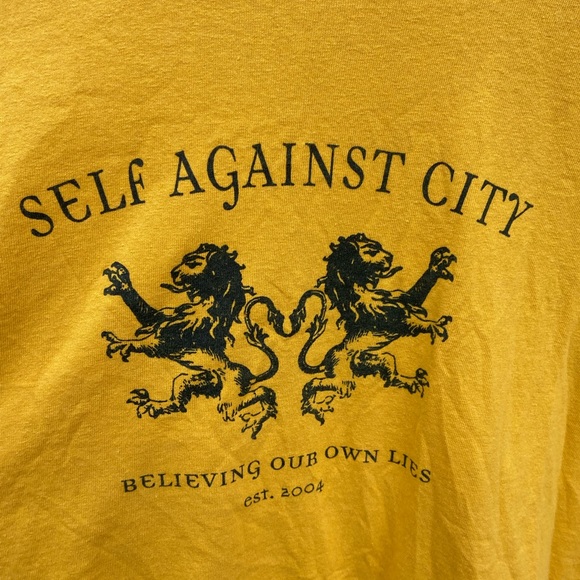 Self Against City Rock Band Sacramento CA Yellow Men’s L T-Shirt MINTY RARE - Picture 3 of 4